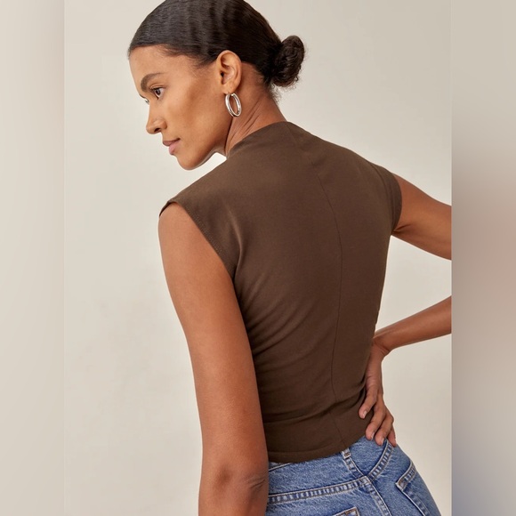 Reformation Lindy Knit Top Cafe - Size XS - Picture 3 of 8